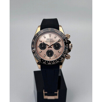 Custom Seiko Mod • Salmon Rose Gold Daytona Quartz Chronograph • 39.5mm